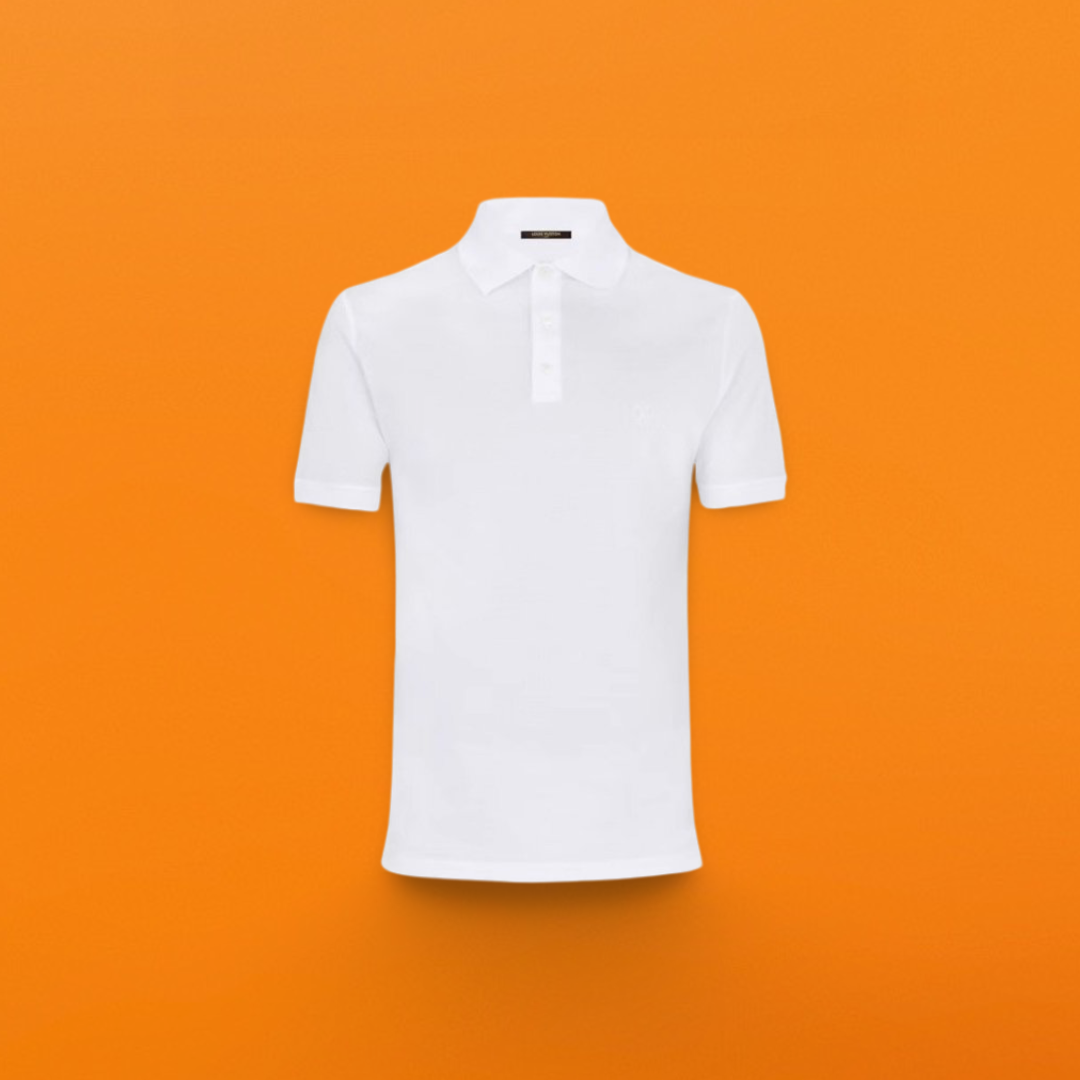 Round logo small embroidery polo shirt white <span class="brand-imgs LV"></span>