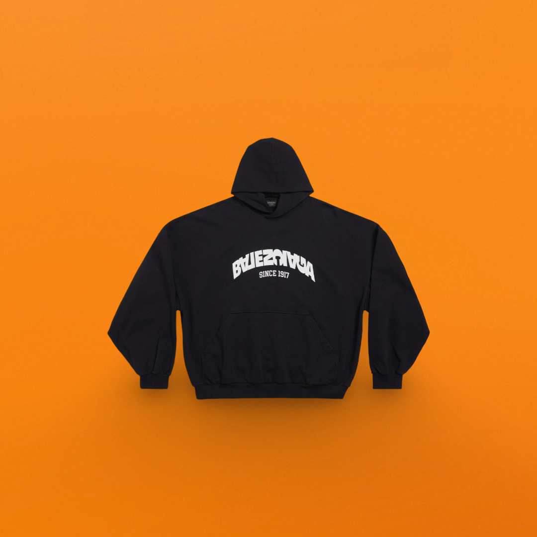 Reverse letter embroidery hoodie black<span class="brand-imgs BL"></span>