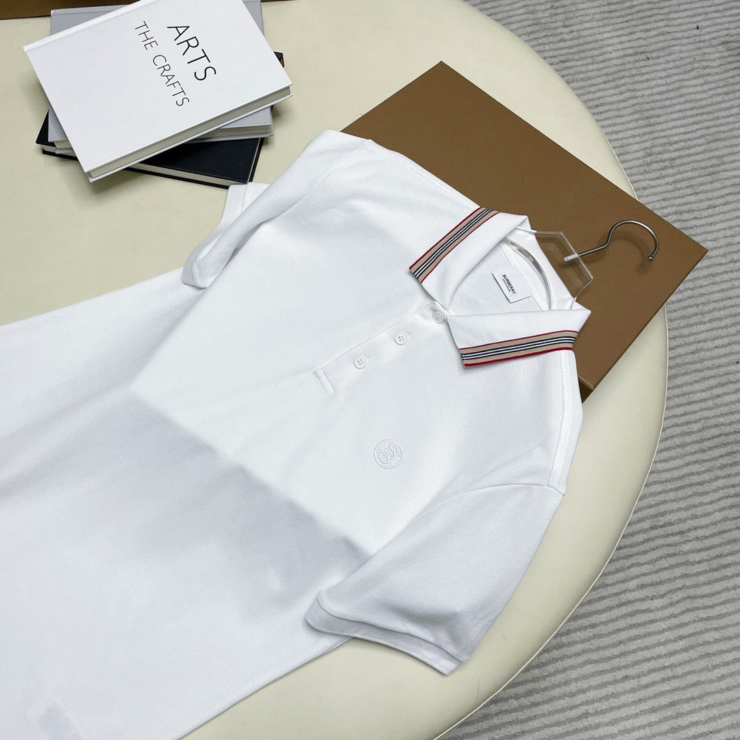 Color full striped collar Polo shirt white<span class="brand-imgs BB"></span>