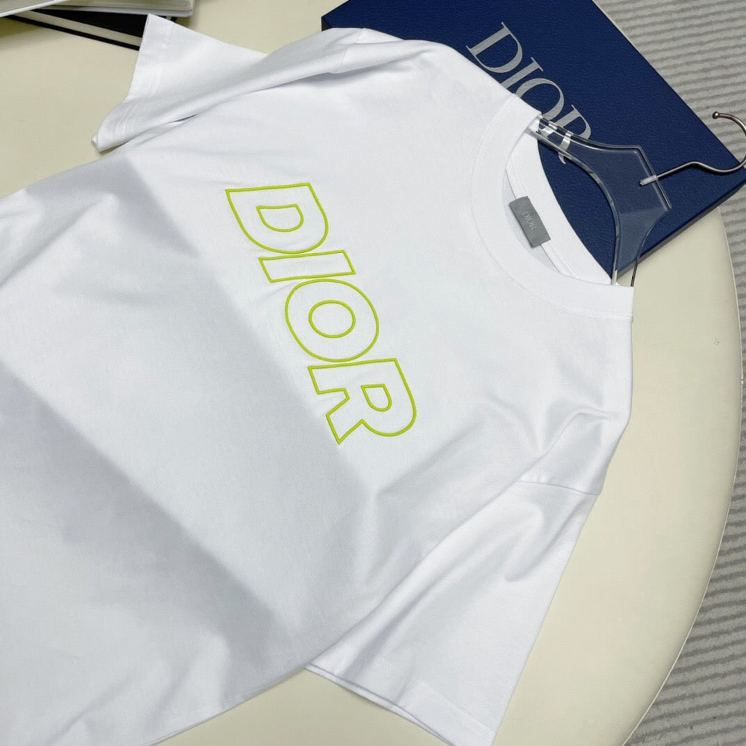 Dr hollow letter embroidery short sleeve white <span class="brand-imgs DIOR"></span>