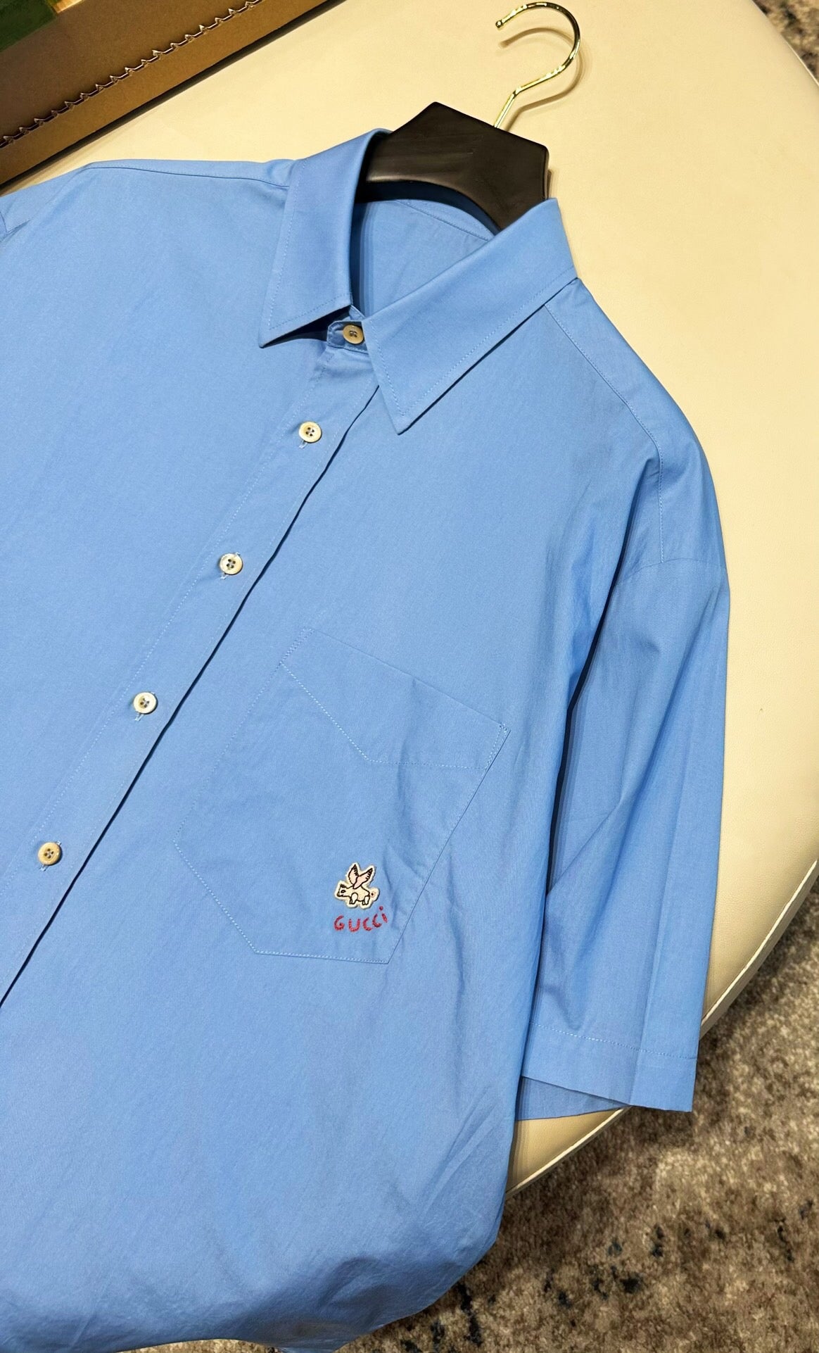 Gu feizhu small logo shirt blue<span class="brand-imgs GUCCI"></span>