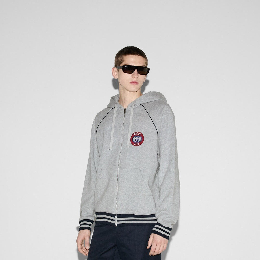Lettering zipper sweatshirt grey <span class="brand-imgs GUCCI"></span>