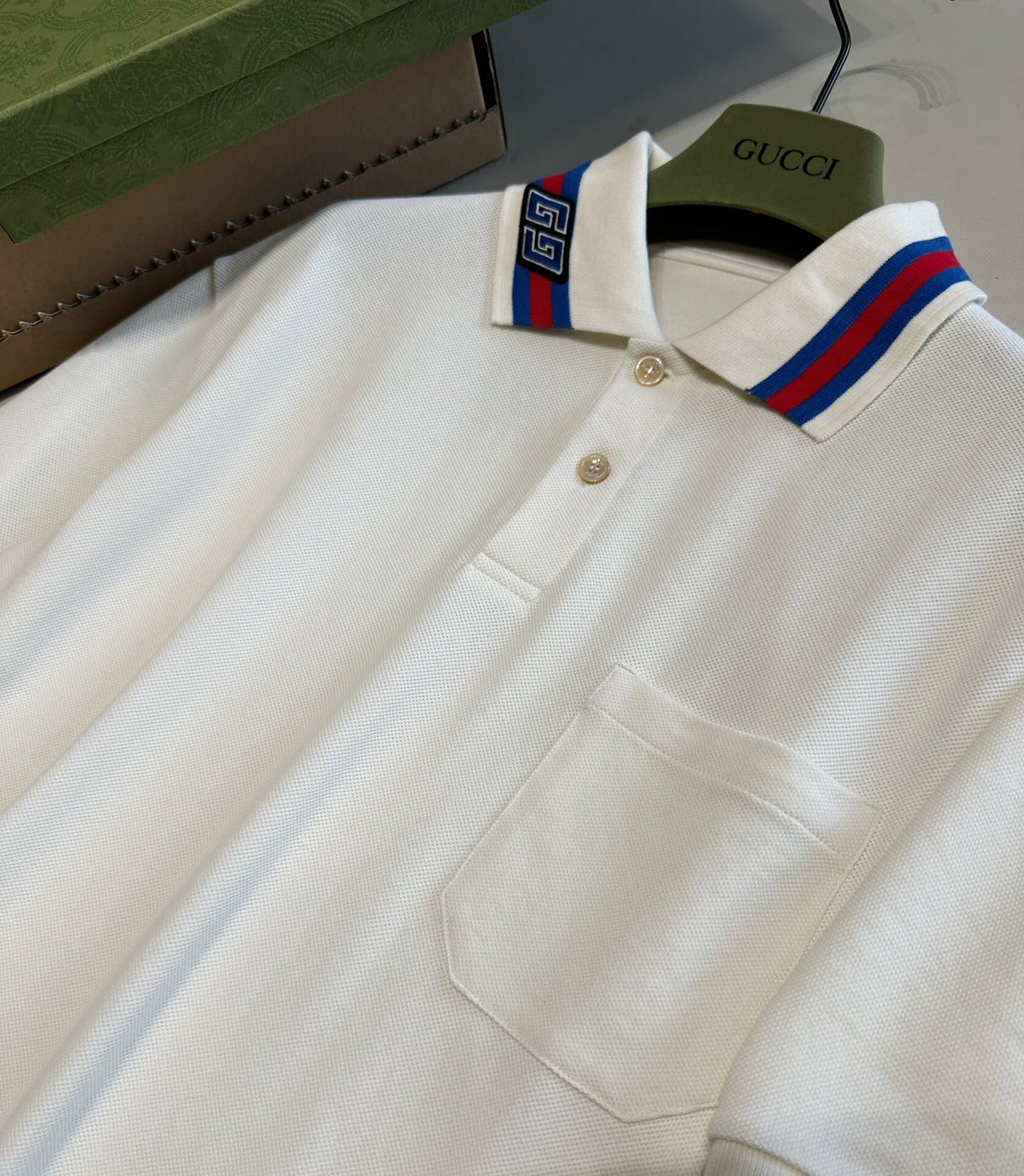 Double g patch polo shirt white<span class="brand-imgs GUCCI"></span>
