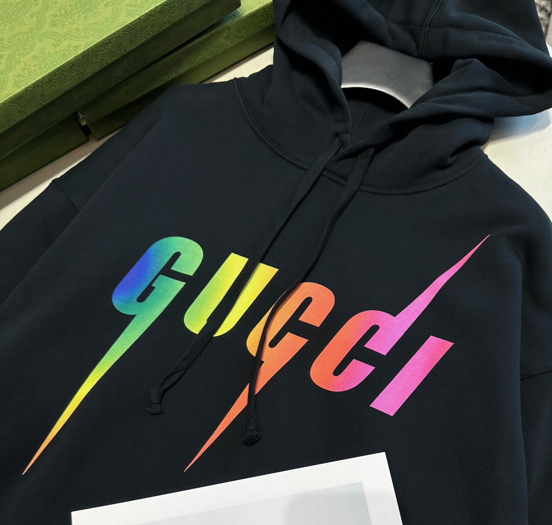 Lightning letter rainbow print hoodie<span class="brand-imgs GUCCI"></span>