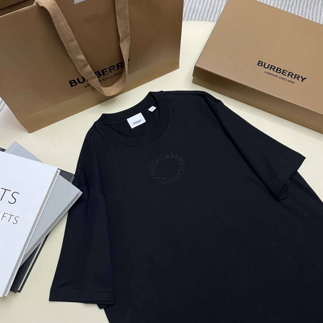 Oak leaf embroidery short sleeve black<span class="brand-imgs BB"></span>