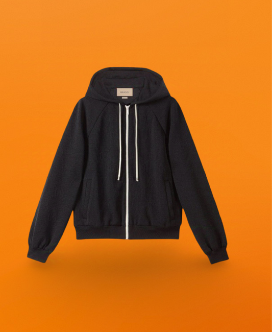 Black jacquard zipper hoodie<span class="brand-imgs GUCCI"></span>