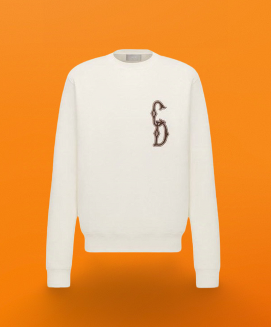 CD flash embroidery round neck sweater beige <span class="brand-imgs DIOR"></span>