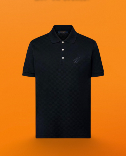 Checkerboard jacquard Polo shirt dark blue <span class="brand-imgs LV"></span>