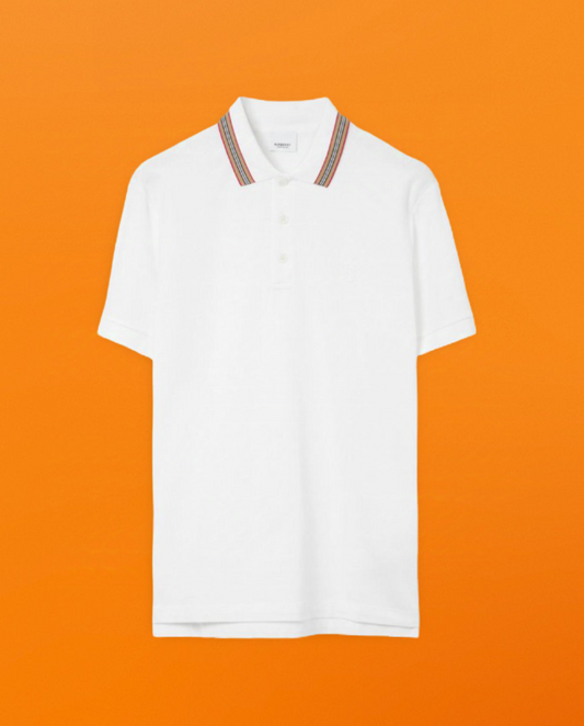 Color full striped collar Polo shirt white<span class="brand-imgs BB"></span>
