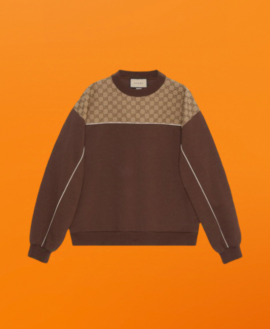 Cotton jersey crew neck sweatshirt brown<span class="brand-imgs GUCCI"></span>