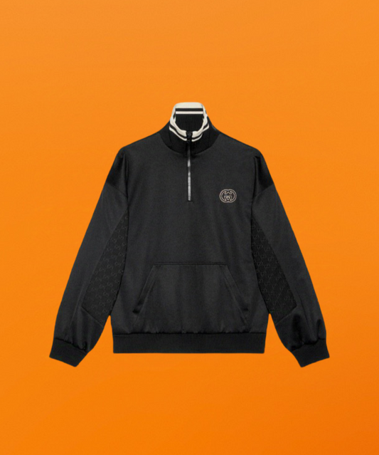 Double g jacquard half zip jacket black<span class="brand-imgs GUCCI"></span>