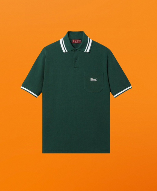 Embroidered letter Polo shirt green <span class="brand-imgs GUCCI"></span>