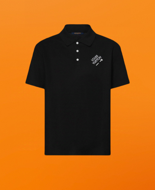 Embroidery pin Polo black shirt <span class="brand-imgs LV"></span>