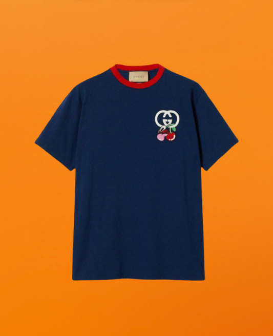 G cherry embroidery short sleeve blue<span class="brand-imgs GUCCI"</span>