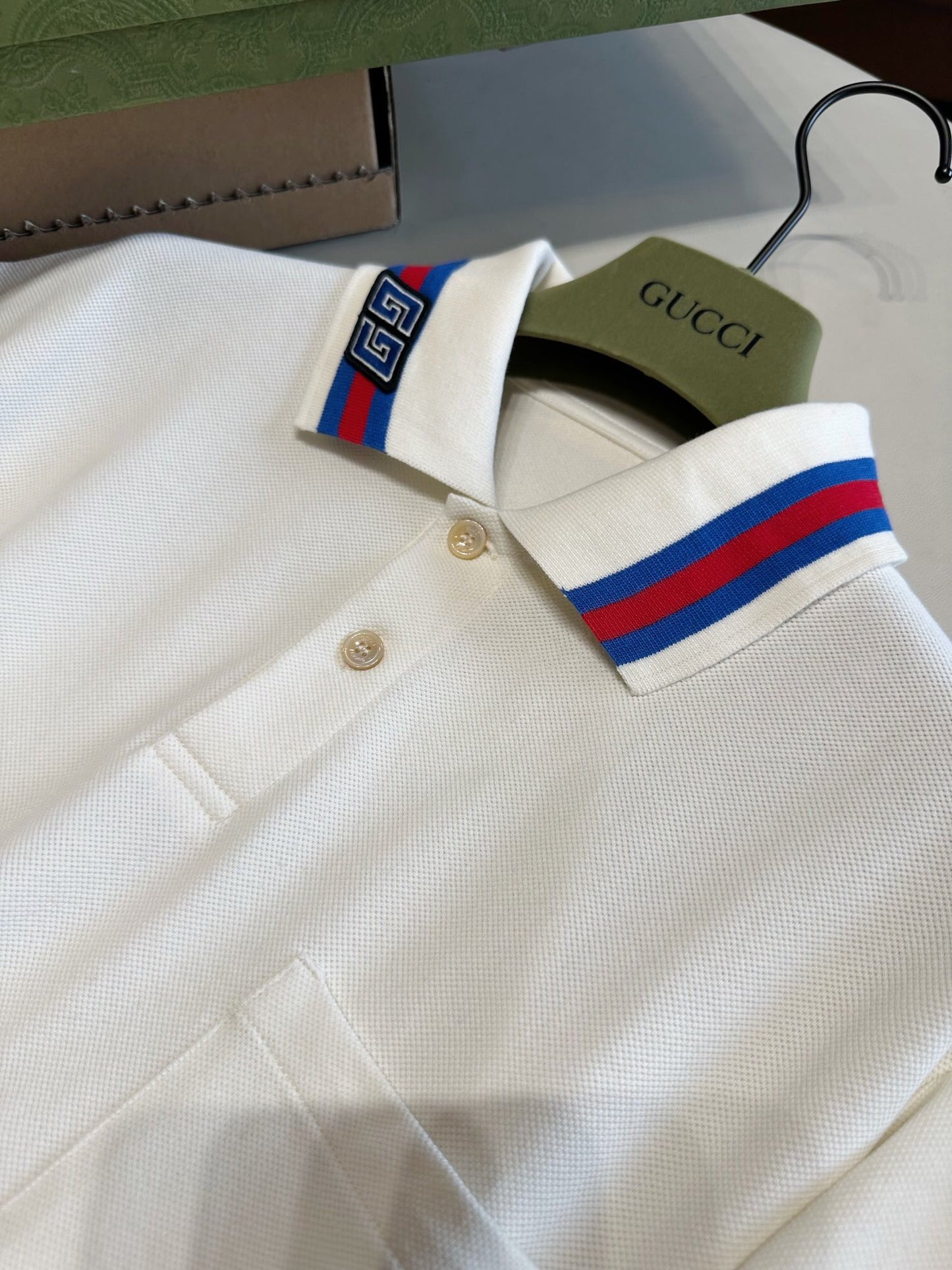 Double g patch polo shirt white<span class="brand-imgs GUCCI"></span>