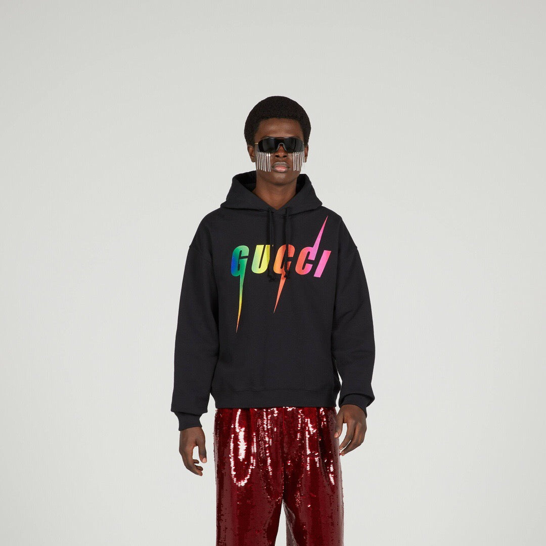 Lightning letter rainbow print hoodie<span class="brand-imgs GUCCI"></span>