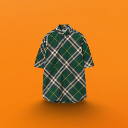 Green plaid short sleeved shirt<span class="brand-imgs BB"></span>