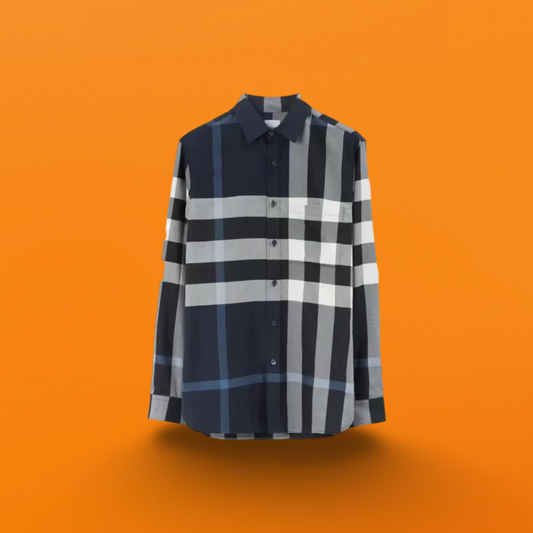 Long sleeved Cotton poplin check shirt<span class="brand-imgs BB"></span>