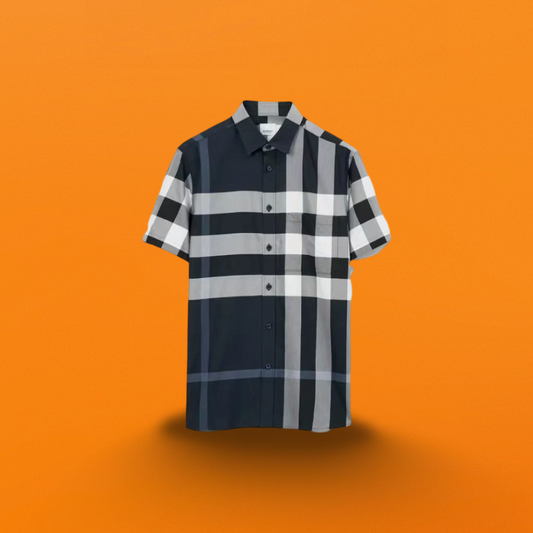 Short sleeved Cotton poplin check shirt<span class="brand-imgs BB"></span>