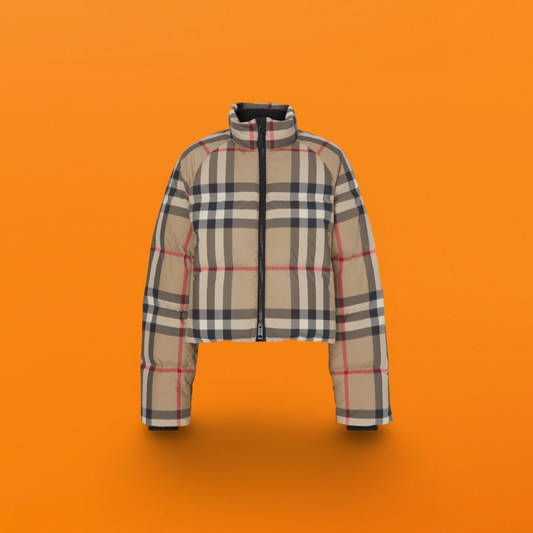 Plaid print Short down jacket<span class="brand-imgs BB"></span>