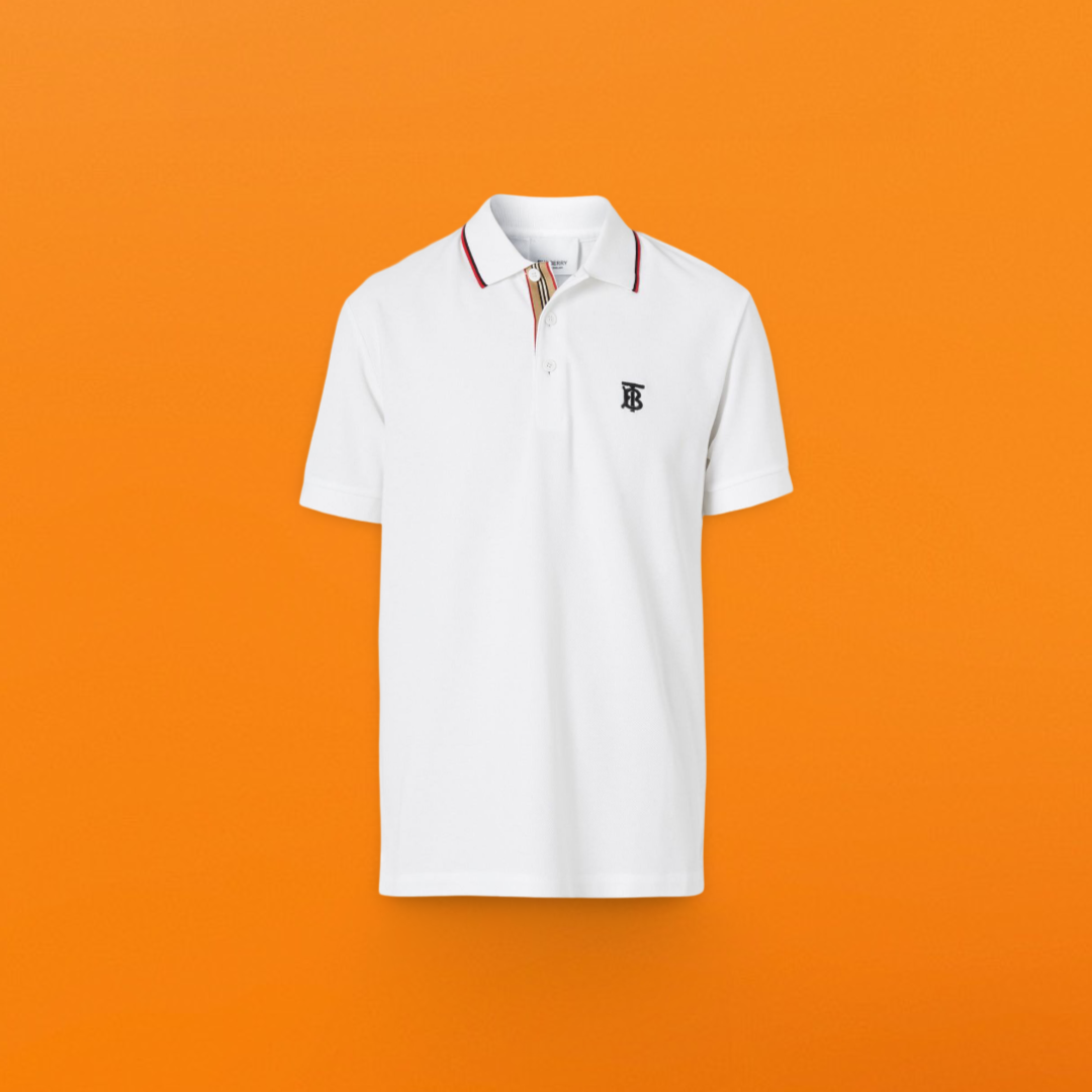 Red striped collar bt embroidery Polo shirt white<span class="brand-imgs BB"></span>