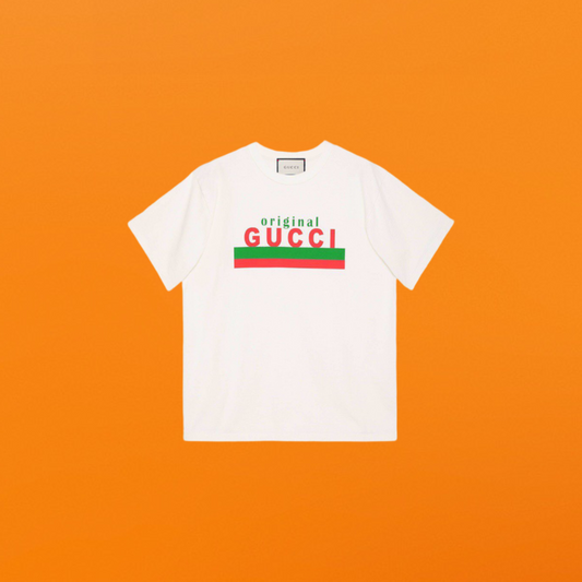 Gu red and green letter T-shirt off-white<span class="brand-imgs GUCCI"></span>
