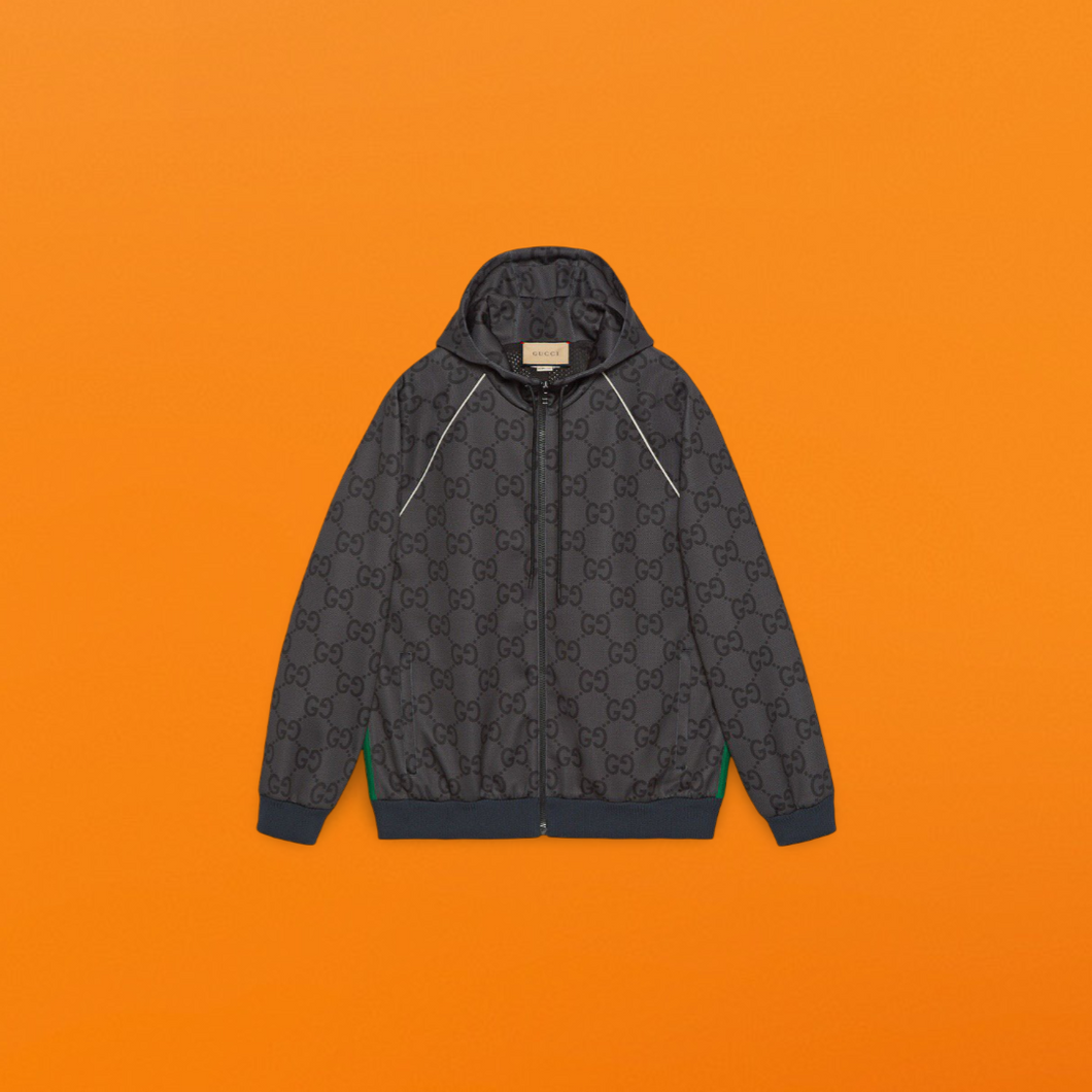 Webbing super g pattern zip-up jacket<span class=