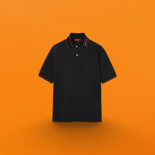 Red and black stripes polo shirt black <span class="brand-imgs GUCCI"></span>