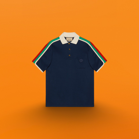 Red and green ribbon Polo shirt dark blue <span class="brand-imgs GUCCI"></span>