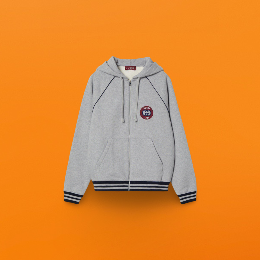 Lettering zipper sweatshirt grey <span class="brand-imgs GUCCI"></span>