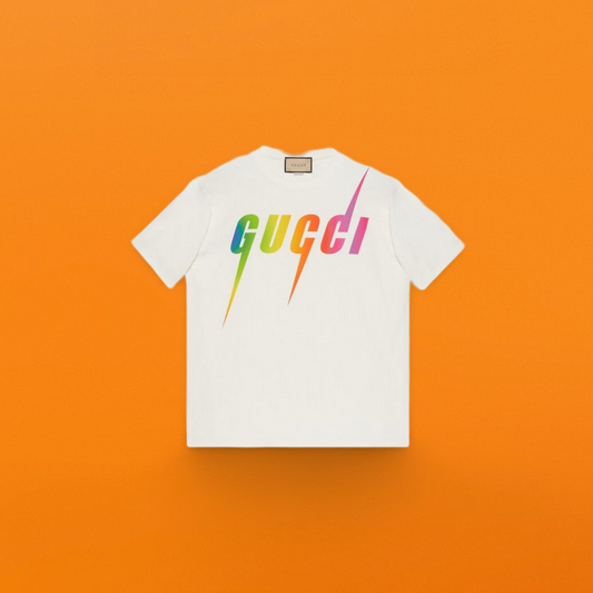Rainbow lightning print Short sleeve white<span class="brand-imgs GUCCI"></span>