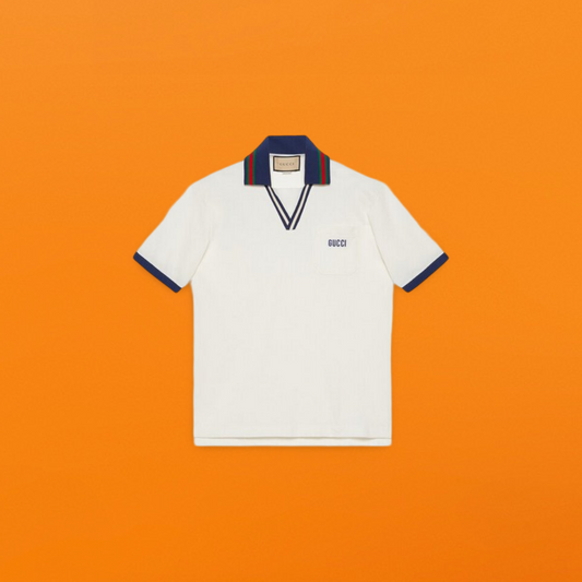 V neck Polo shirt white<span class="brand-imgs GUCCI"></span>