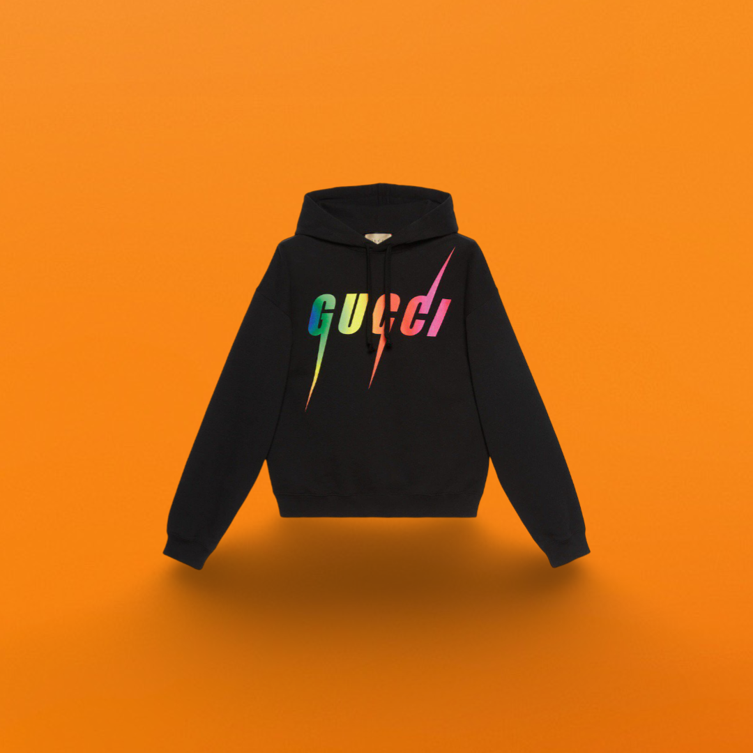 Lightning letter rainbow print hoodie<span class="brand-imgs GUCCI"></span>