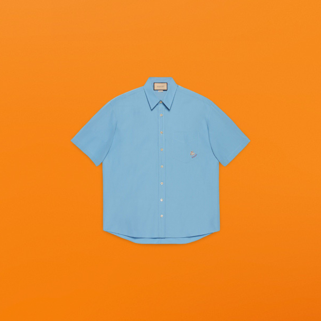 Gu feizhu small logo shirt blue<span class="brand-imgs GUCCI"></span>