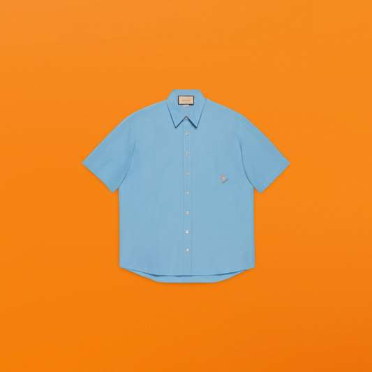 Gu feizhu small logo shirt blue<span class="brand-imgs GUCCI"></span>