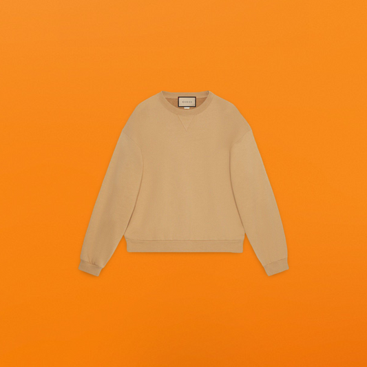 Red and green threaded ribbon sweatshirt khaki<span class="brand-imgs GUCCI"></span>
