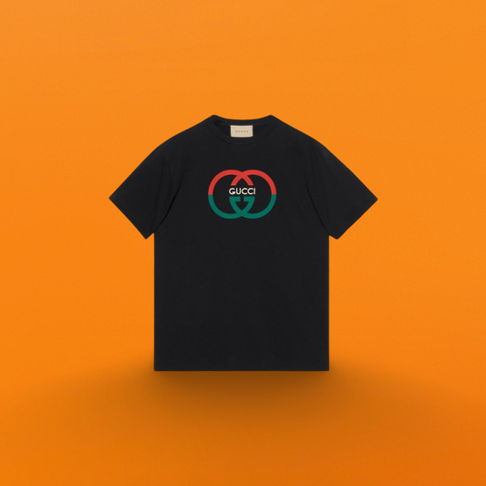 Red and green double g print T-shirt Black<span class="brand-imgs GUCCI"></span>