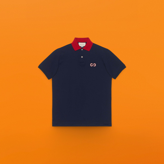 G navy blue red collar Polo shirt<span class="brand-imgs GUCCI"></span>