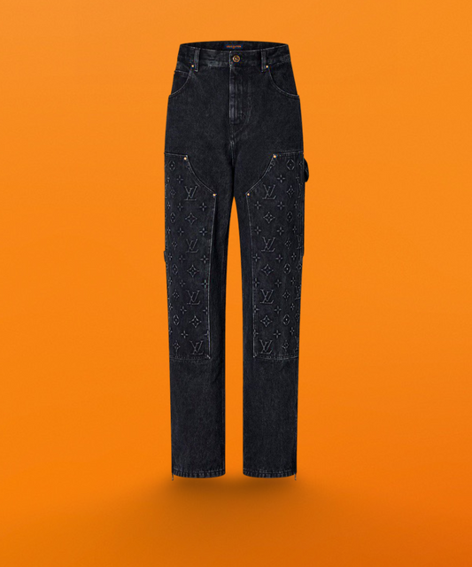 Jacquard embossed patch work jeans black<span class="brand-imgs LV"></span>