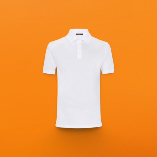 Round logo small embroidery polo shirt white <span class="brand-imgs LV"></span>