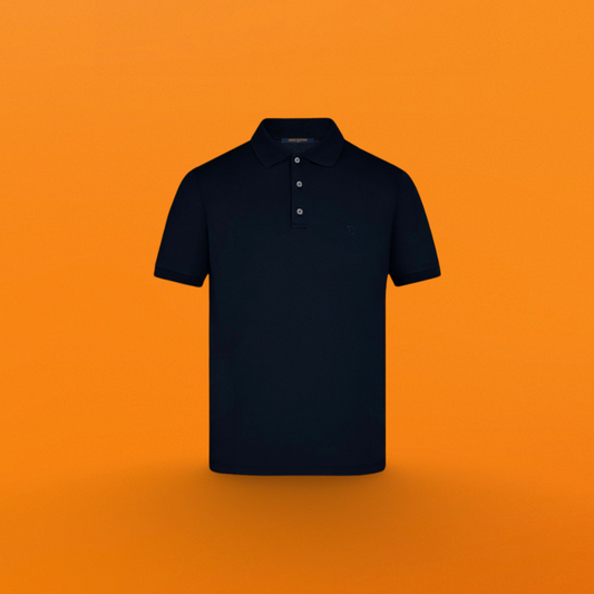 Round logo small embroidery polo shirt black <span class="brand-imgs LV"></span>