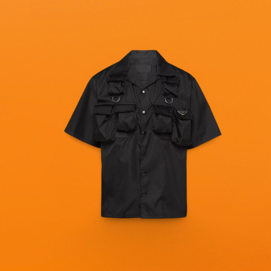 Nylon multi-pocket triangle logo work shirt <span class="brand-imgs PD"></span>